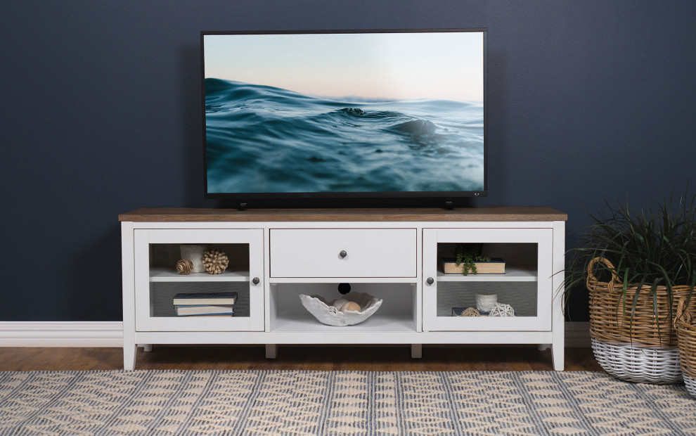 Angela 2 door Wooden 67 quotTV Stand Brown and White   Modern   Entertainment Centers And Tv Stands   by Modon  Houzz