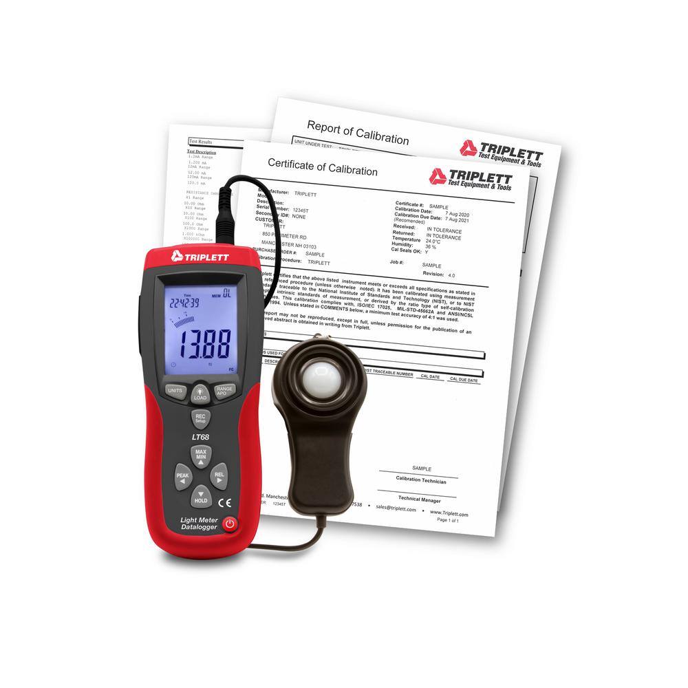 TRIPLETT Light MeterDatalogger with Cert. of Traceability to NIST LT68-NIST