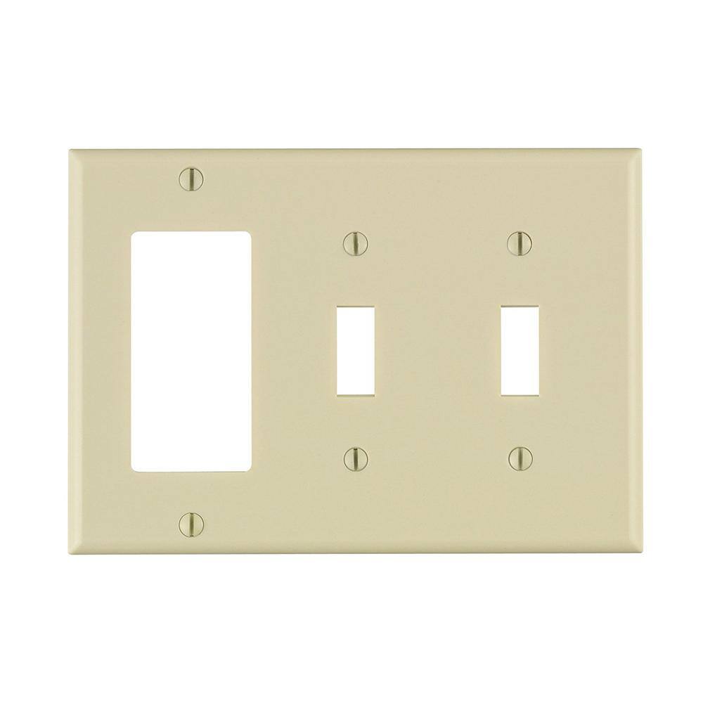 Leviton Almond 3-Gang 2-Toggle1-DecoratorRocker Wall Plate (1-Pack) 80421-T