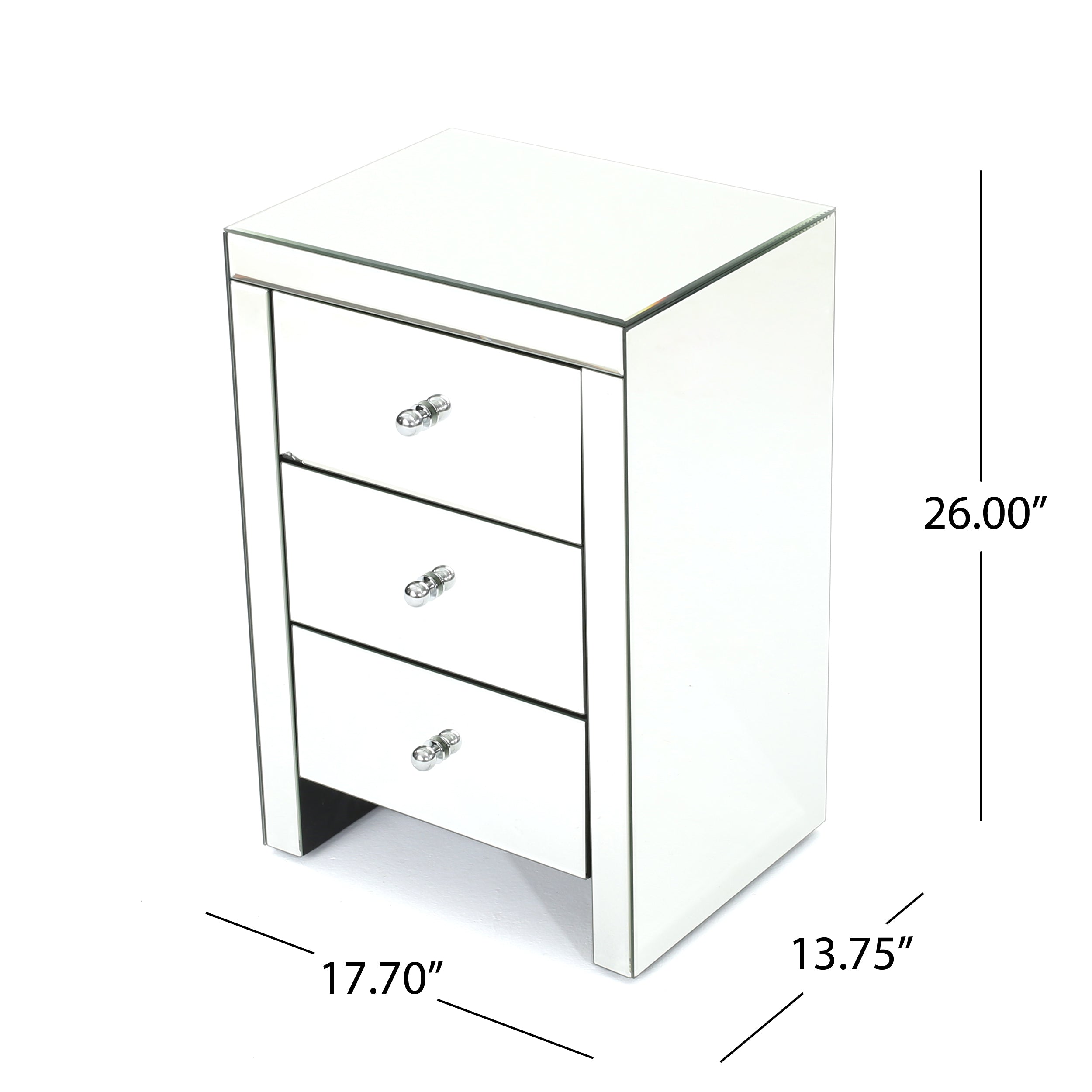 Fiona Classic Mirror Finished 3 Drawer Side Table