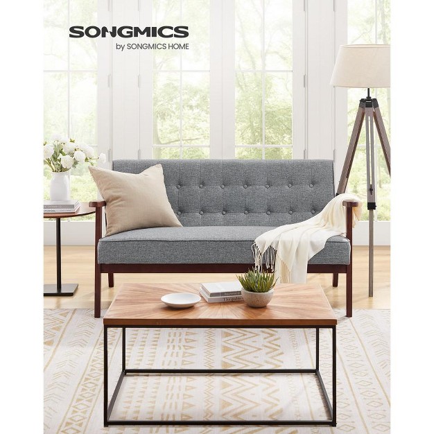 Songmics Loveseat Sofa 2 Seater Cushioned Couch For Small Spaces Mid century Modern Wide Solid Wood Armrests