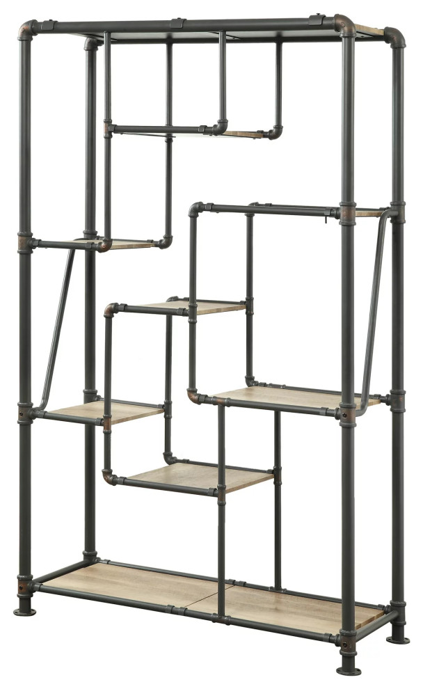 Industrial Bookcase  Unique Design  ampOpen Shelves with Wood Panels  Black/Brown   Industrial   Bookcases   by Decorn  Houzz