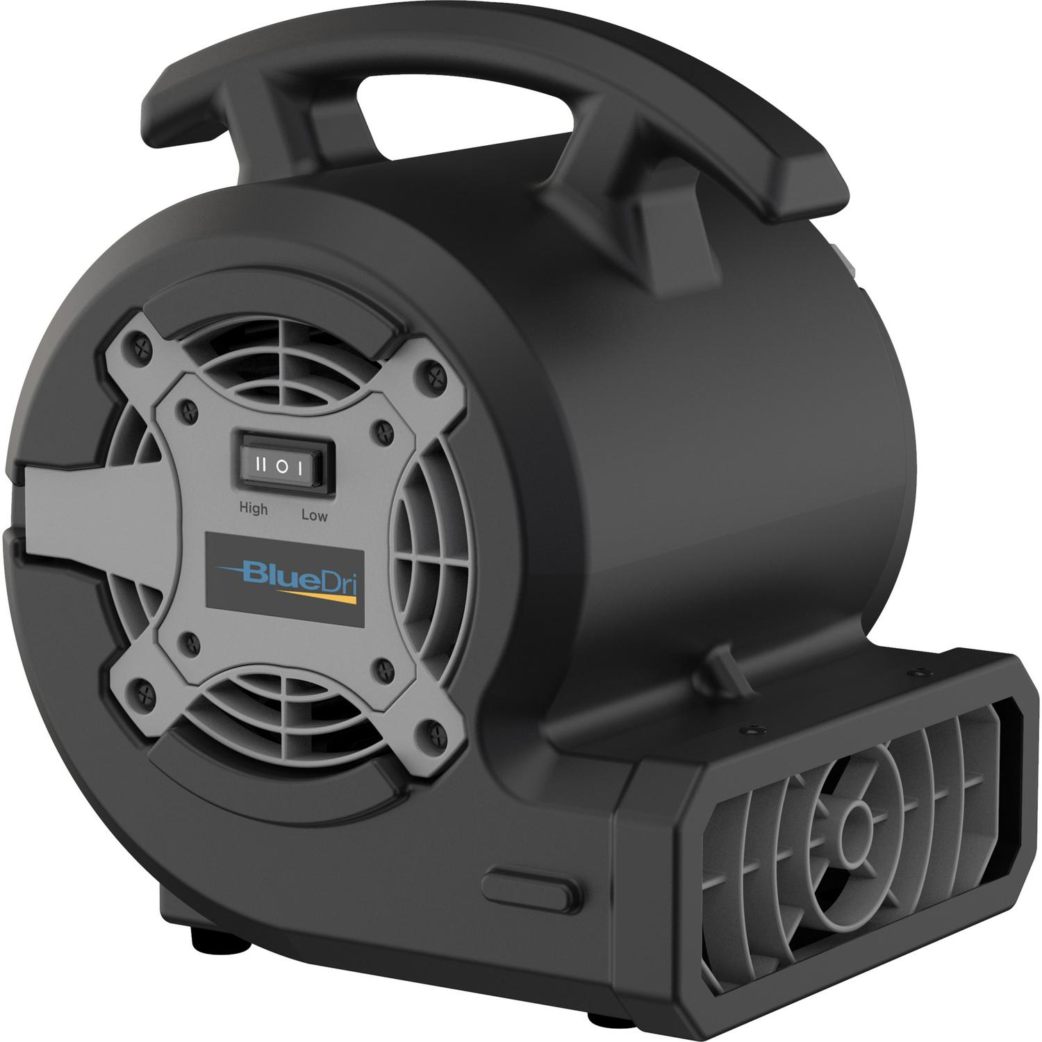 BlueDri 1/8 HP Mini Air Mover Blower Floor Fan with 2 Speeds， BD-VP-15-BK