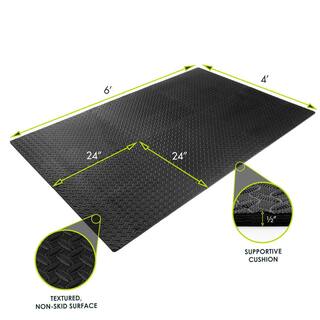 PROSOURCEFIT Exercise Puzzle Mat Black 24 in. x 24 in. x 0.5 in. EVA Foam Interlocking Anti-Fatigue Exercise Tile Mat (6-Pack) ps-2301-pzzl-black