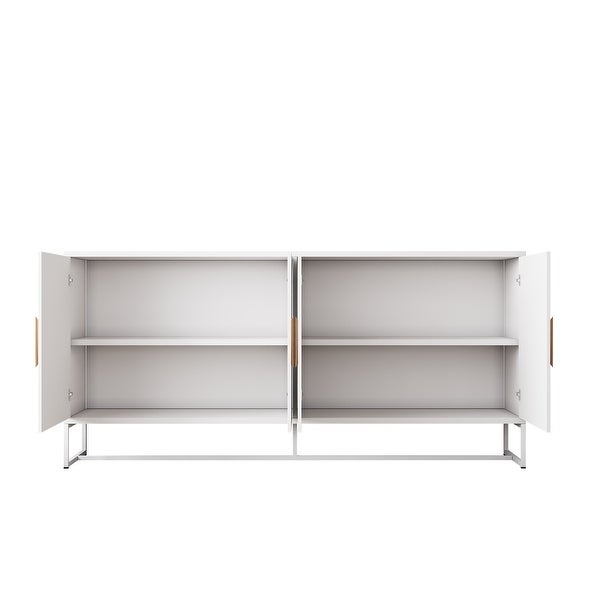 White Modern Sideboard，Kitchen Storage Cabinet with Metal Legs