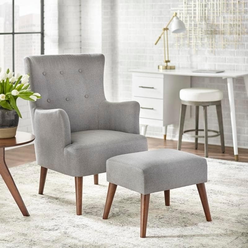 angelo:HOME Arm Chair & Ottoman Set - Jane (grey)