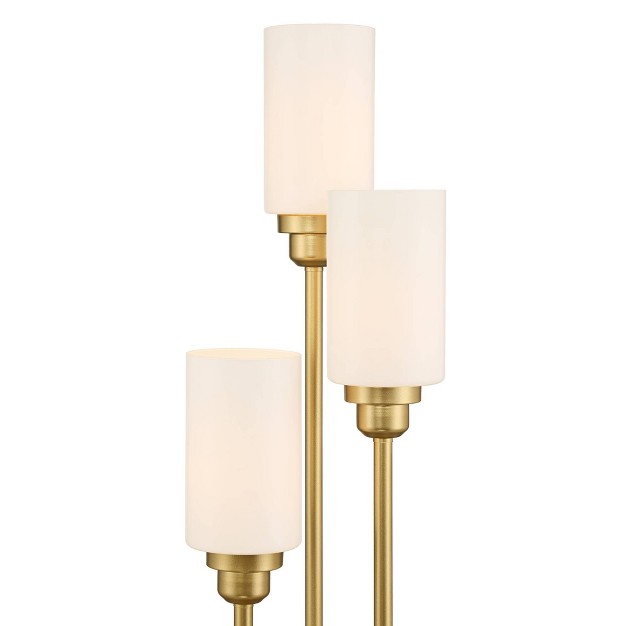 Tall Brass Metal 3 Light White Glass Shades For Bedroom Living Room Bedside Nightstand Office Kids