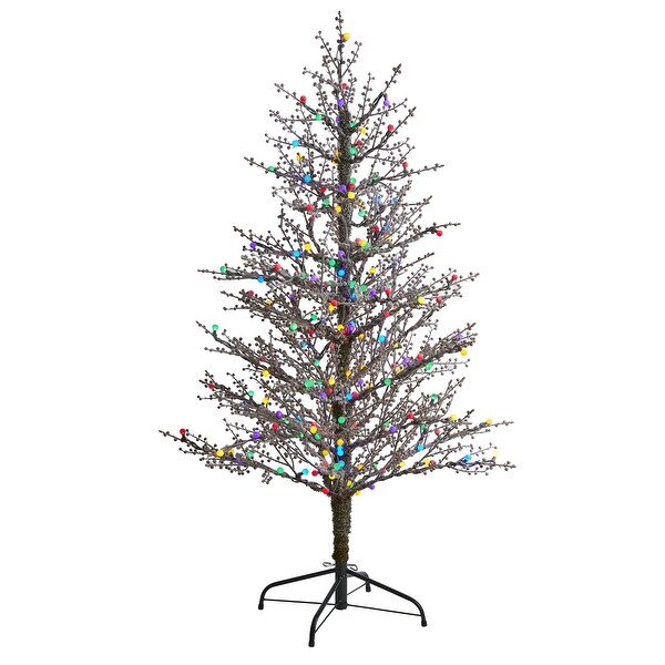 5' Frosted Berry Twig Christmas Tree with 200 LED