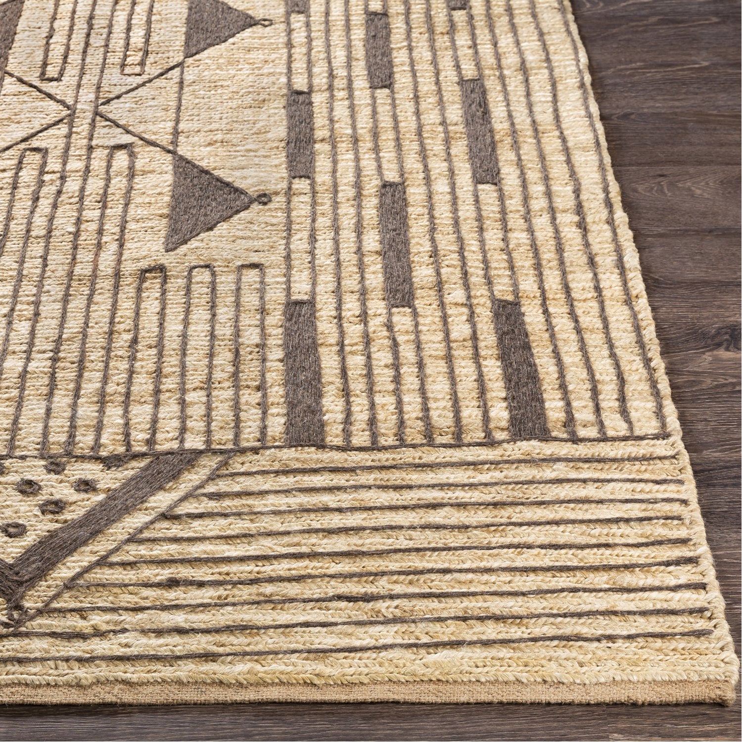 Brookwood Hand Knotted Rug in Butter, Dark Brown