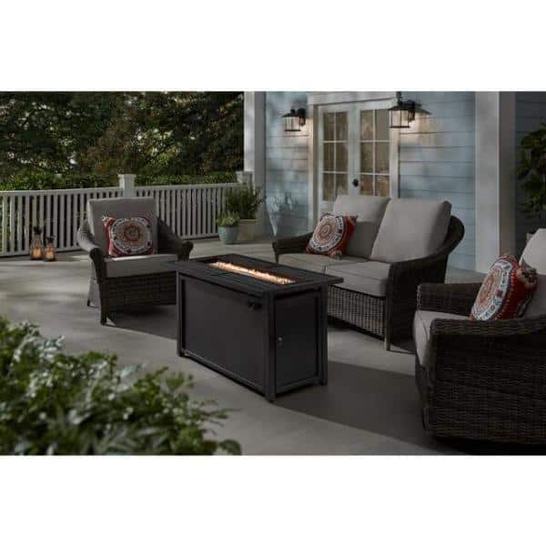 Hampton Bay 30 in. Outdoor Steel Propane Black Gas Fire Pit Table GFT-61358