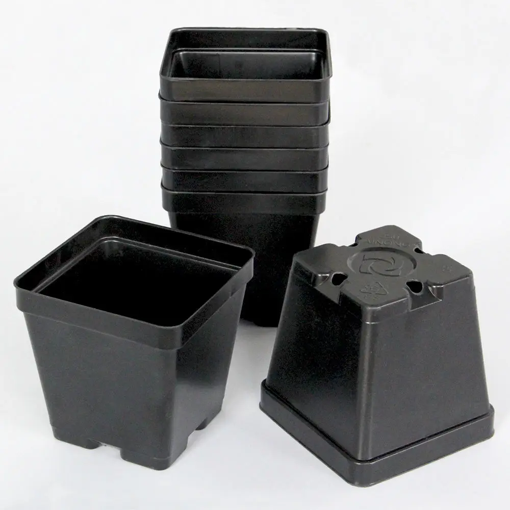 Wholesale Factory Supply Square Black Plastic Lightweight Flower Planting Seedling Gardening Plant Pot