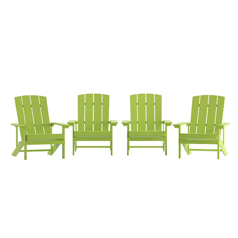 Merrick Lane Set of 4 Riviera All-Weather Poly Resin Wood Adirondack Chairs