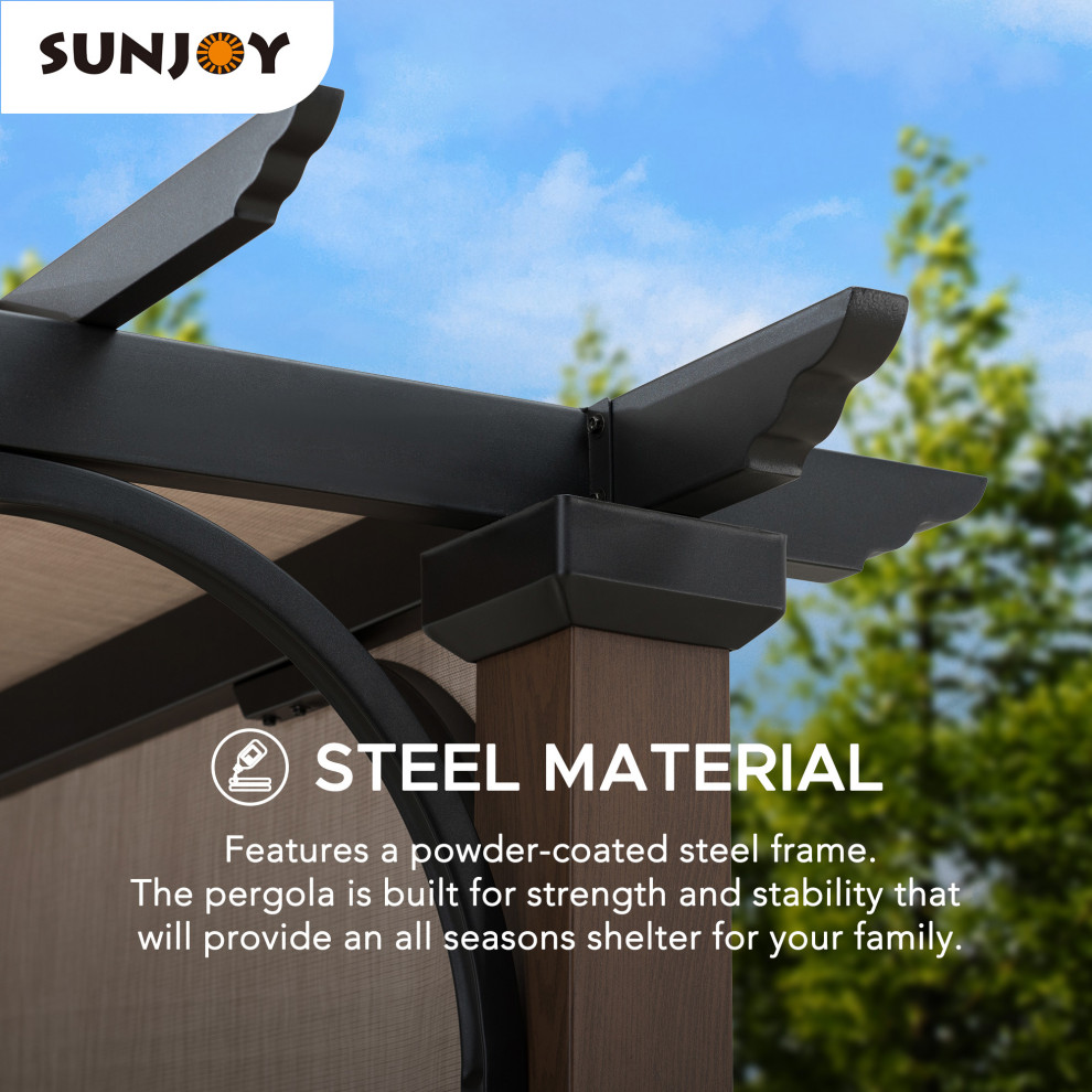 Sunjoy 11  x27x11  x27Steel Pergola   Modern   Pergolas   by Golden Bull Marketing  LLC  Houzz