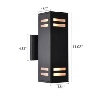 RRTYO 2-Light Matte Black Outdoor Wall Lamp Waterproof Wall Lantern Exterior Sconce Light Fixture for Patio Courtyards Villa 81010000032818