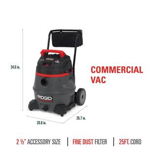 RIDGID 14 Gallon 2-Stage Commercial WetDry Shop Vacuum with Fine Dust Filter Professional Locking Hose and Accessories RV2400A