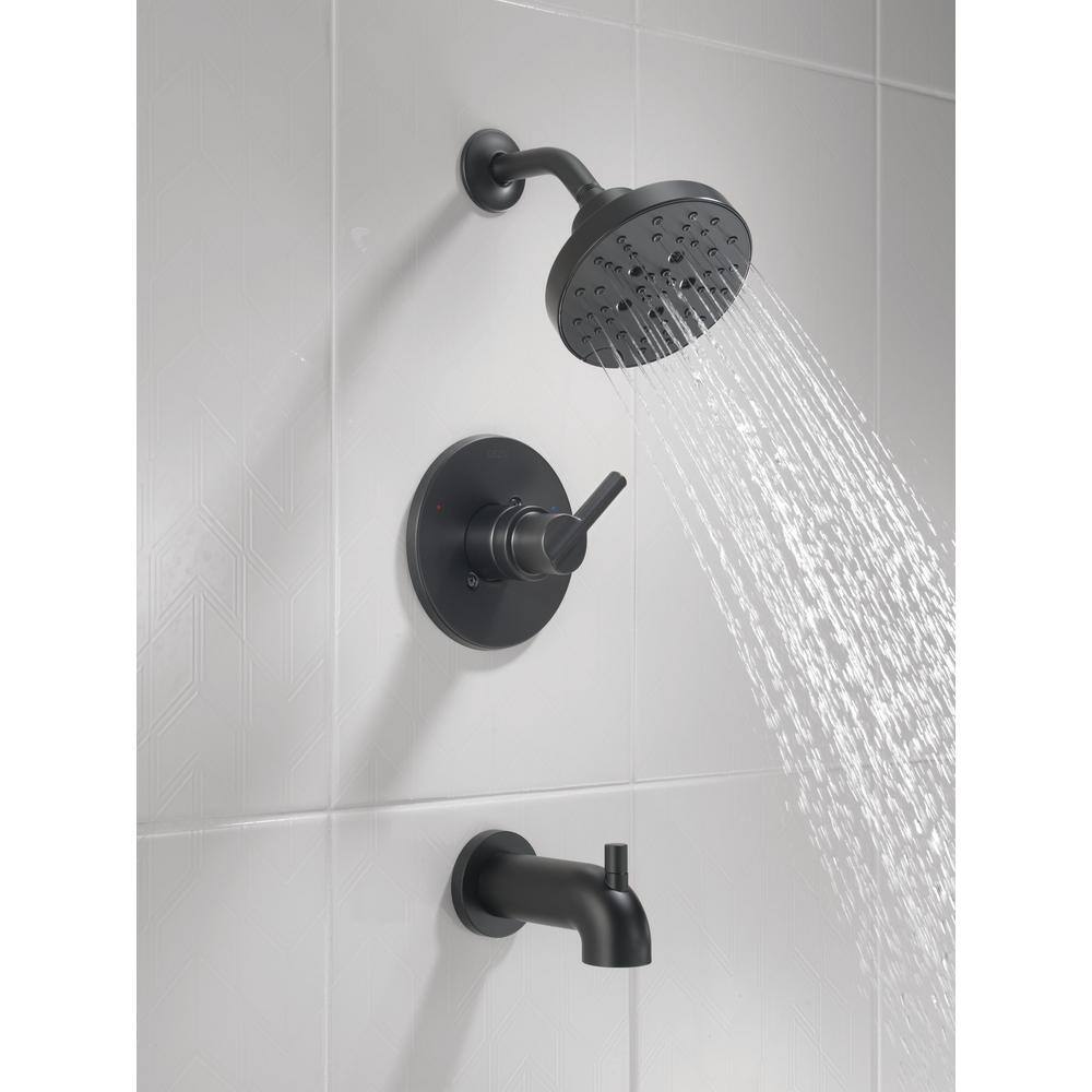 Delta Nicoli Single-Handle 5-Spray Tub and Shower Faucet with H2OKinetic Technology in Matte Black (Valve Included) 144749-BL