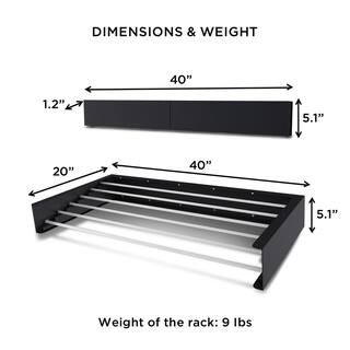 STEP UP 40 in. IndoorOutdoor White Retractable Wall Mount Drying Rack Rack40White