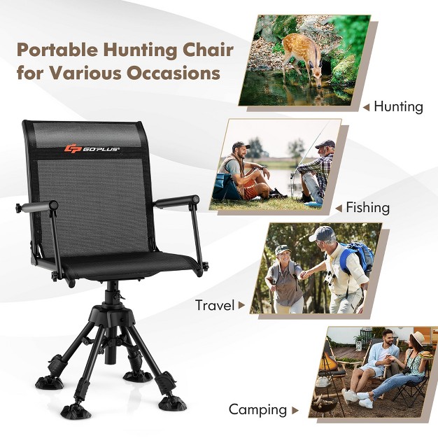 Costway Swivel Hunting Chair W 4 360 adjustable Legs Folding Silent Swivel Blind Chair