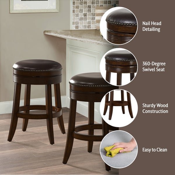 Hillsdale Tillman Wood Backless Swivel Stool， Brown Cherry