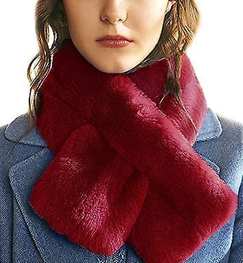 Women's Winter Fall Furry Faux Fur Loophole Scarf Soft Cozy Neck Warmer Wrap Light Pink -