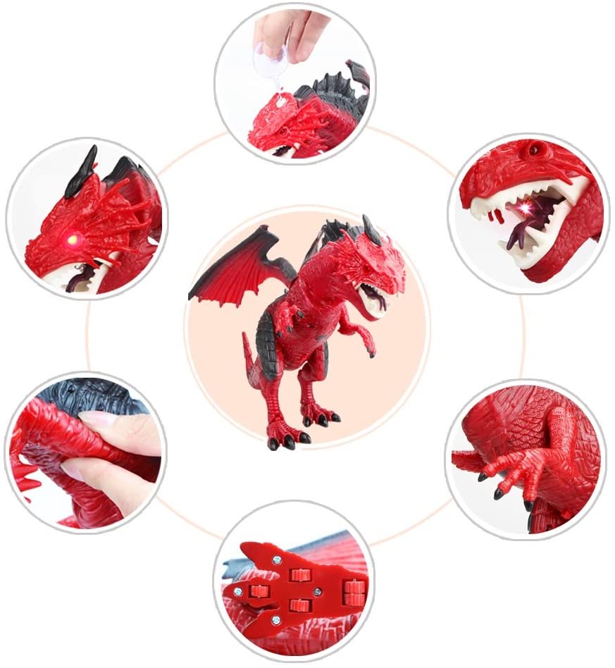 Allaugh Infrared RC Dinosaur Toys Remote Control Dragon Shaking Head Walking Spray Kids Toy Gift