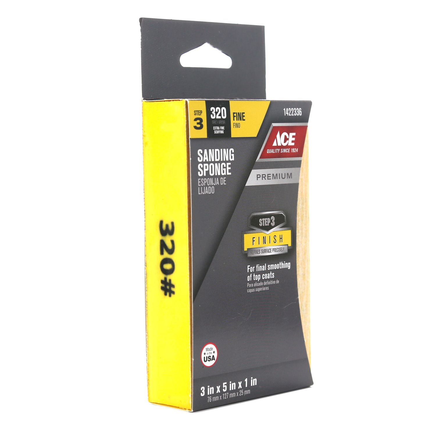 Ace 5 in. L X 3 in. W X 1 in. 320 Grit Fine Block Sanding Sponge