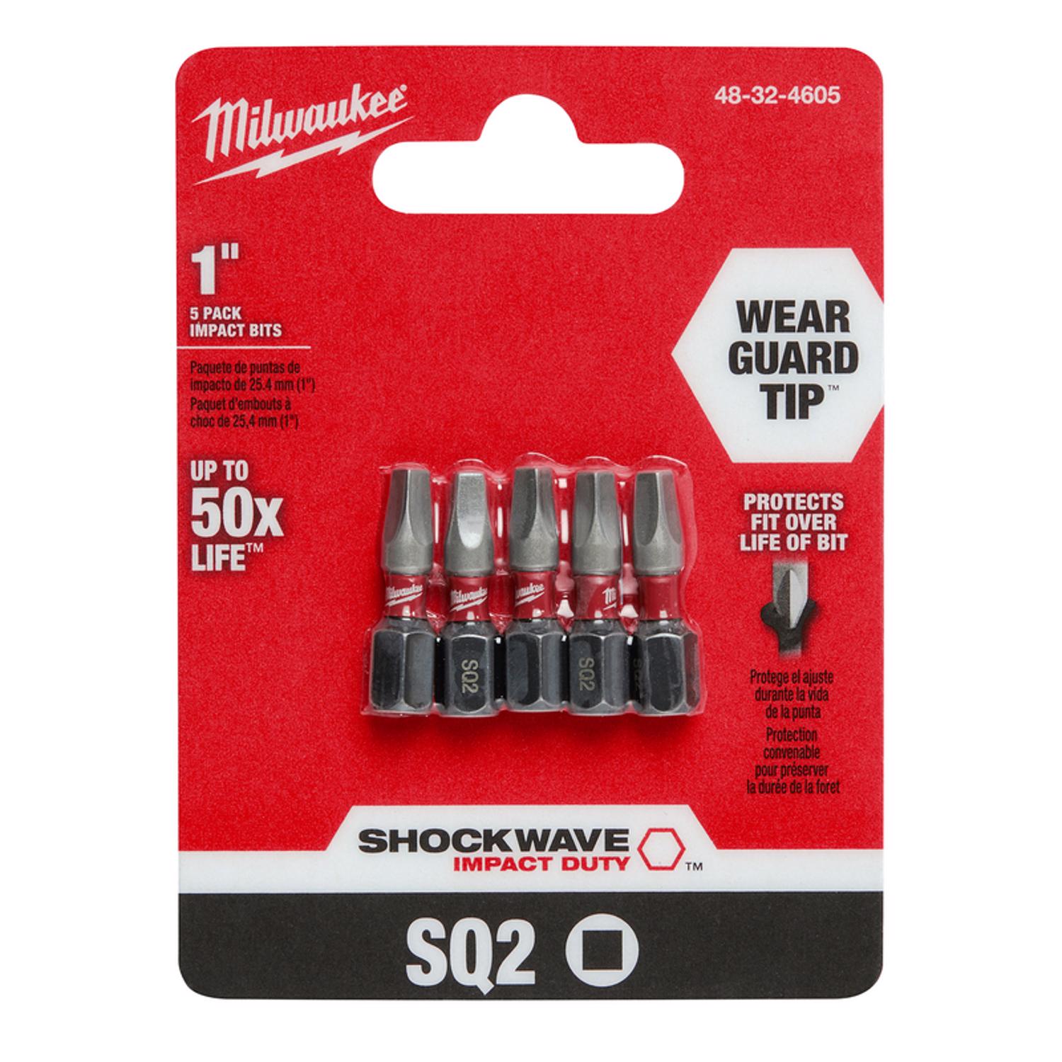 MW Shockwave Square #2 X 1 in. L Screwdriver Bit Steel 5 pk