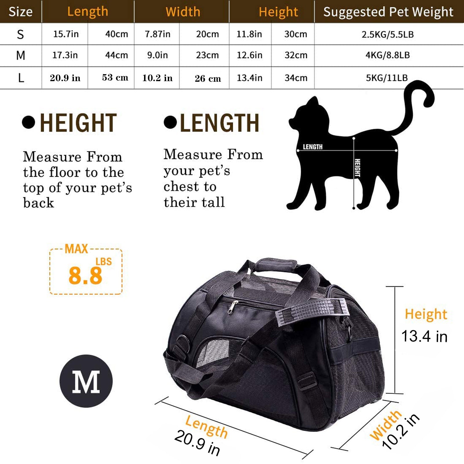 Soft Pet Carrier Airline Approved Soft Sided Pet Travel Carrying Handbag Under Seat Compatibility， Perfect for Cats and Small Dogs Breathable 4-Windows Design (Black)