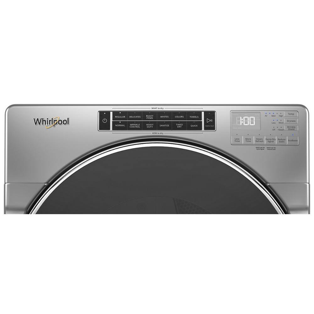 Whirlpool 7.4 cu. ft. 240-Volt Chrome Shadow Stackable Electric Dryer with Steam and Intuitive Touch Controls ENERGY STAR WED8620HC