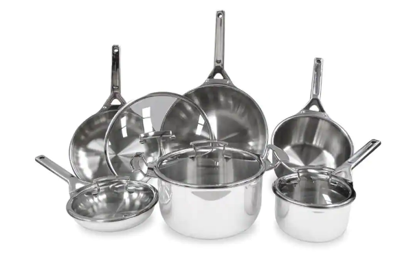 True Induction Tigourmet 10-Piece Stainless Steel Cookware Set