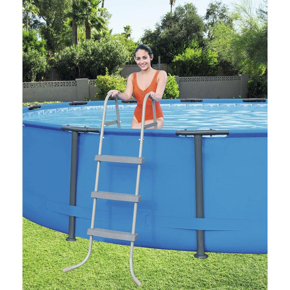 Bestway 15 ft. x 42 in. Steel Pro Max Round Frame Above Ground Pool with Accessories 56687E-BW + 58237E-BW