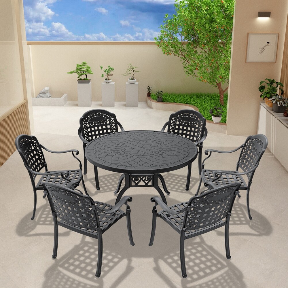 7 Piece Outdoor Dining Table Set for Patio