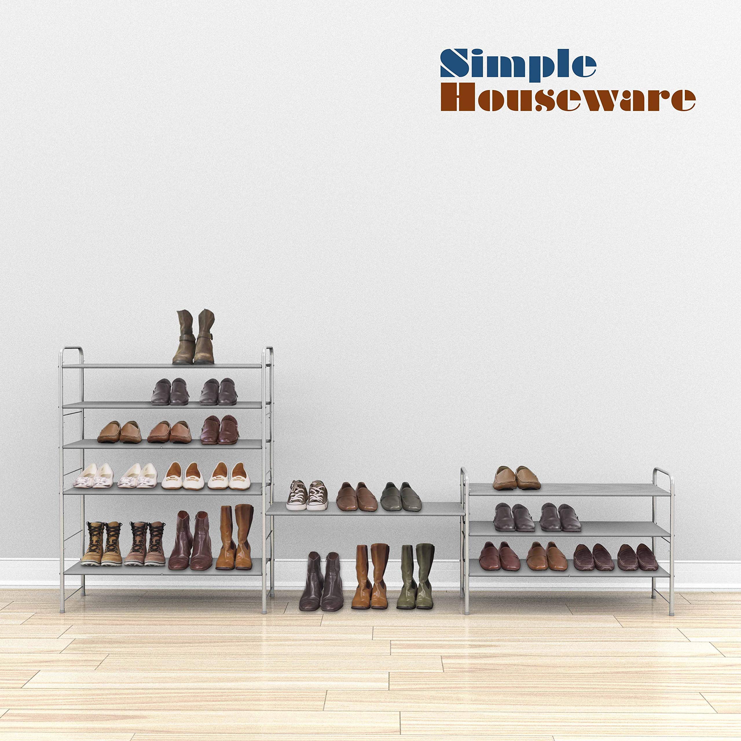 Simple Houseware 3-Tier Shoe Rack Storage Organizer， Grey