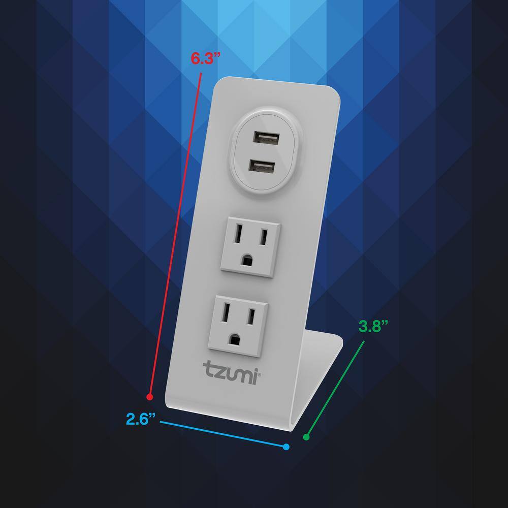 Tzumi Power Stand 2-Outlet Multi-Port Surge Protector 8448HD