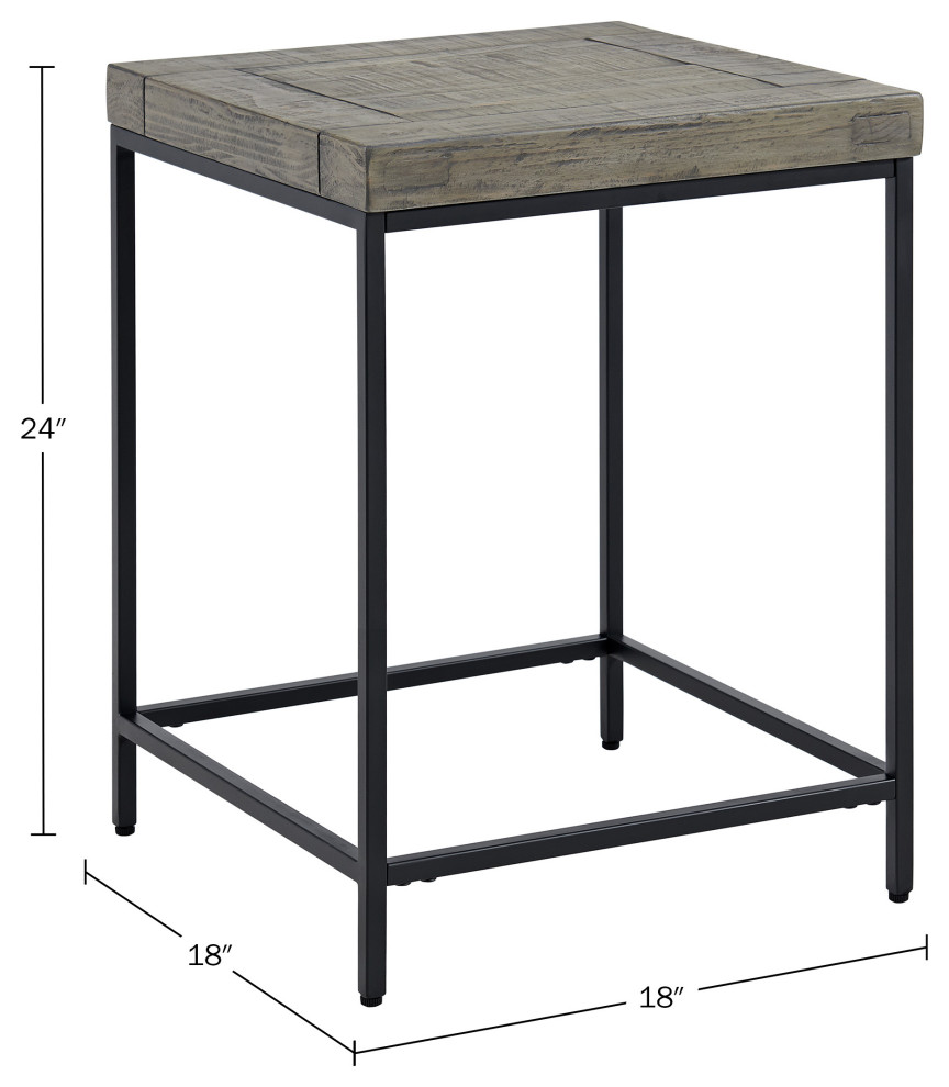 End Table   Industrial Modern Side Table with Wood Top and Metal Frame   Industrial   Side Tables And End Tables   by Trademark Global  Houzz