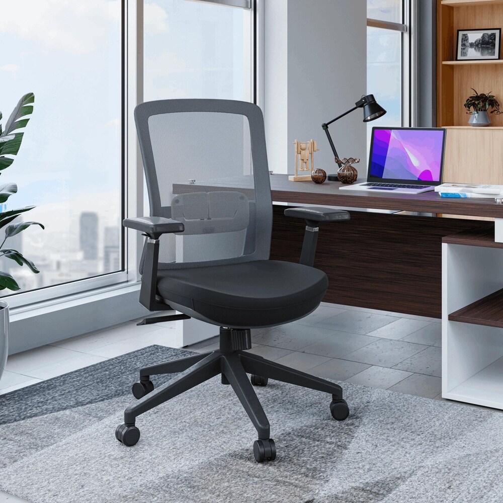 LeisureMod Ingram Modern Office Task Chair with Adjustable Armrests