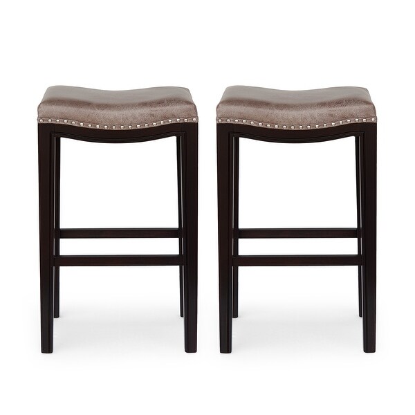 Tiffin Contemporary Studded Fabric Bar Stool (Set of 2) by Christopher Knight Home