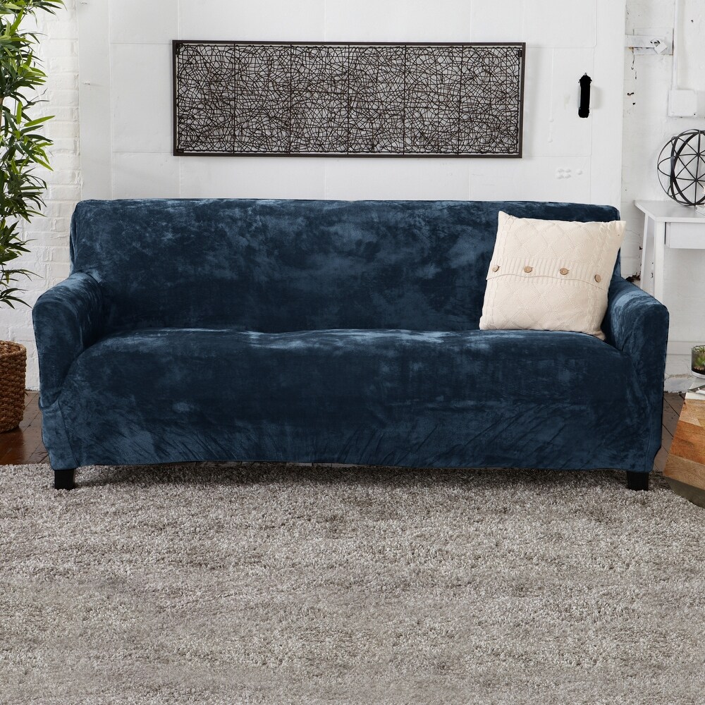 Premium Stretch Velvet Plush Sofa Slipcover.