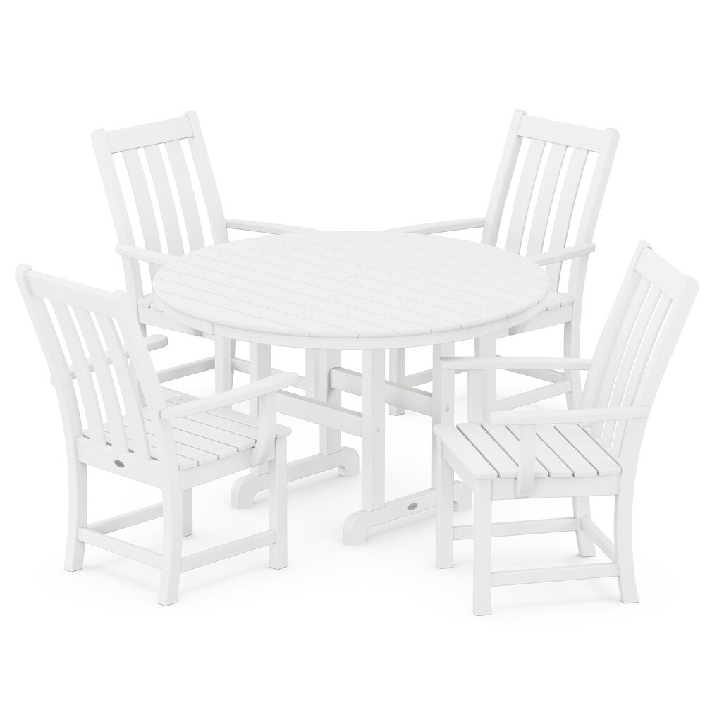 POLYWOOD Vineyard 5 Piece Round Arm Chair Dining Set   N/A