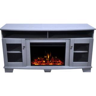 Cambridge Savona 59 in. Electric Fireplace with Enhanced Log Display Multi-Color Flames and Remote in Blue CAM6022-1SBLLG3