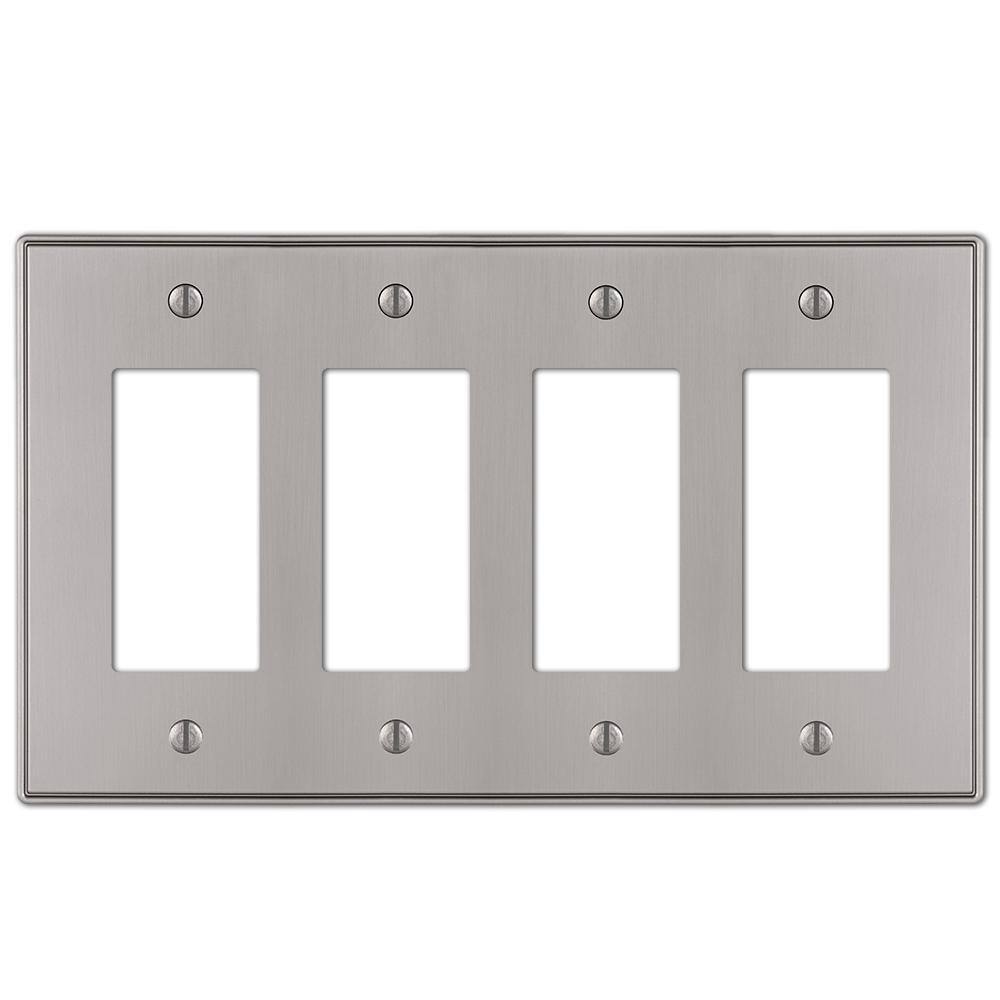 AMERELLE Ansley 4 Gang Rocker Metal Wall Plate - Brushed Nickel 70R4BN