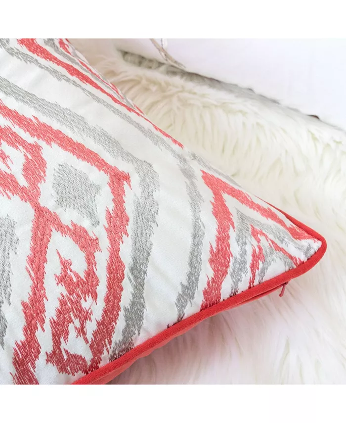 Homey Cozy Jessie Ikat Embroidery Square Decorative Throw Pillow