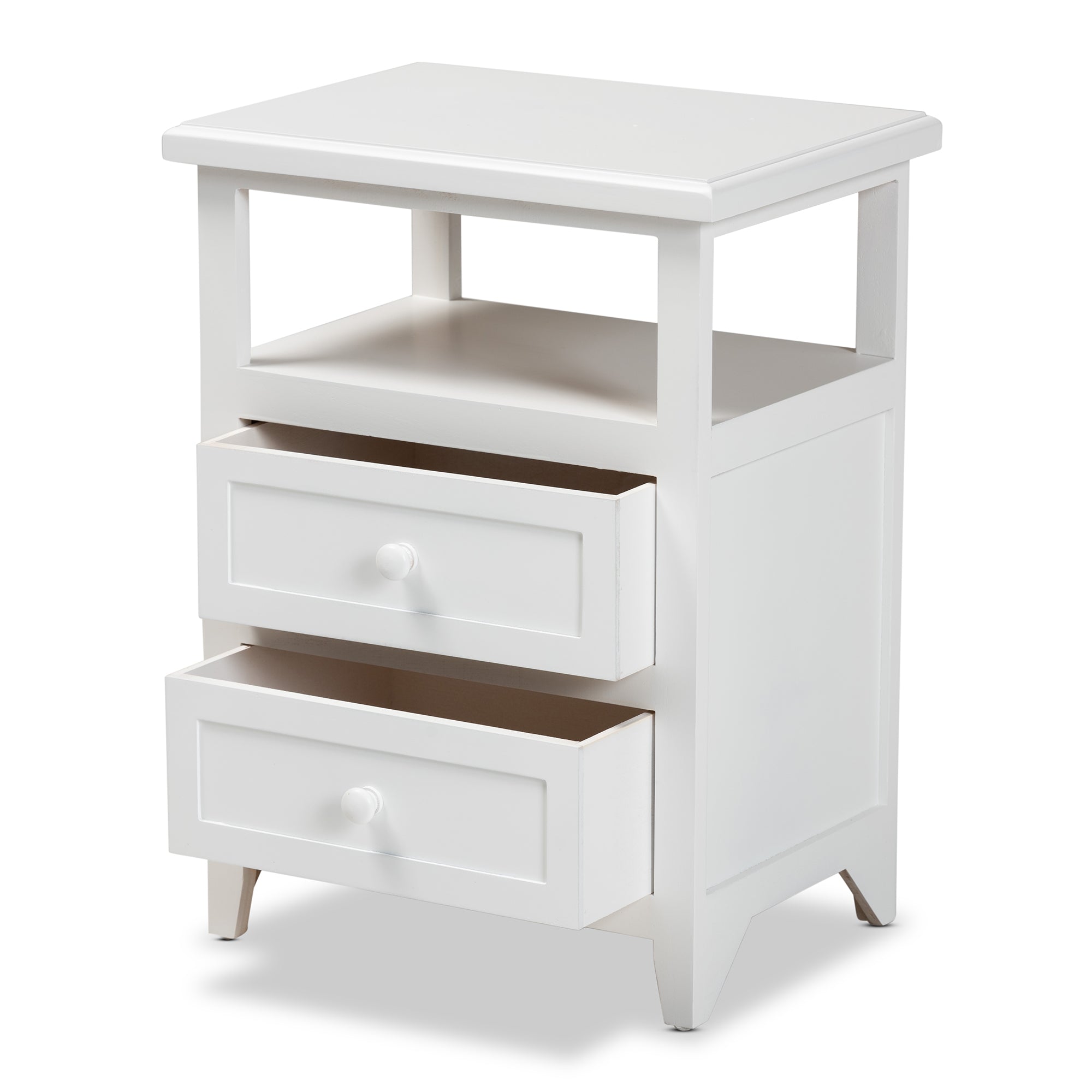 Baxton Studio Karsen Modern and Contemporary White Finished Wood 2-Drawer Nightstand