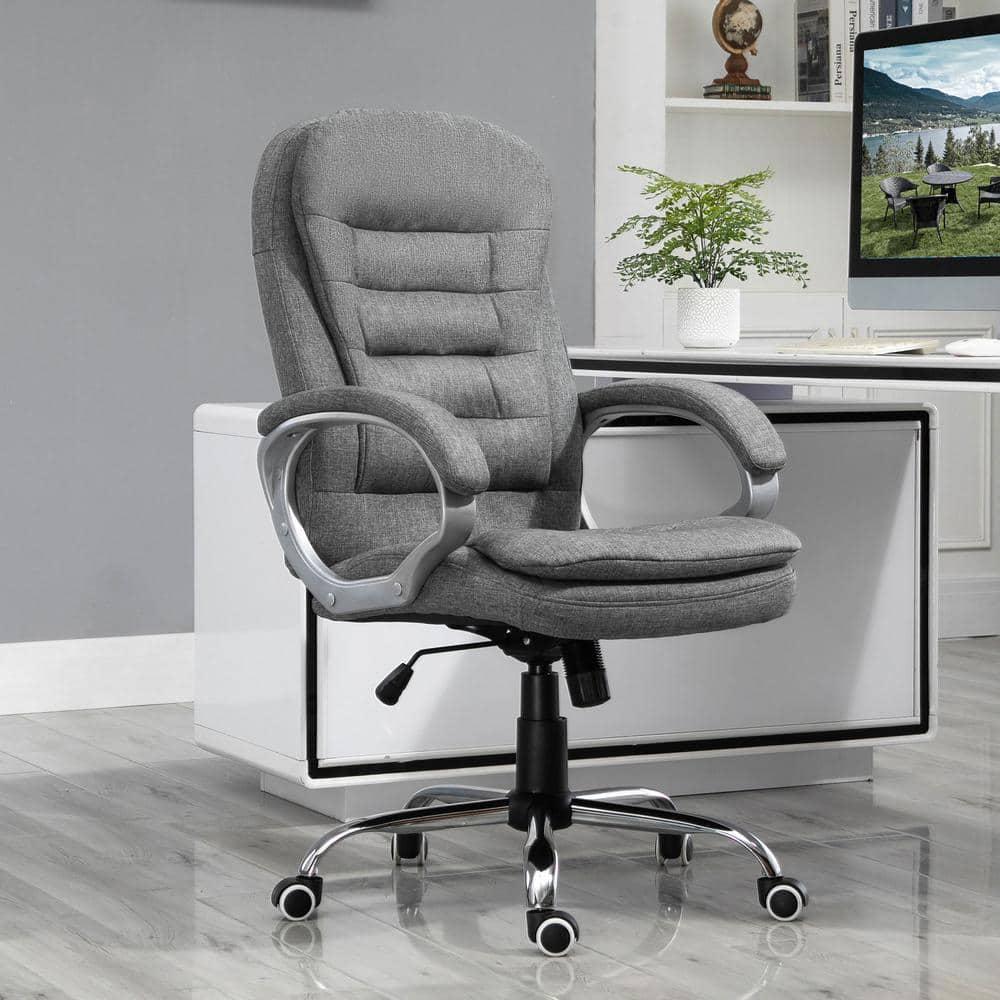 Vinsetto Grey Adjustable Height Ergonomic High Back Home Office Chair with Armrests 921-170V80