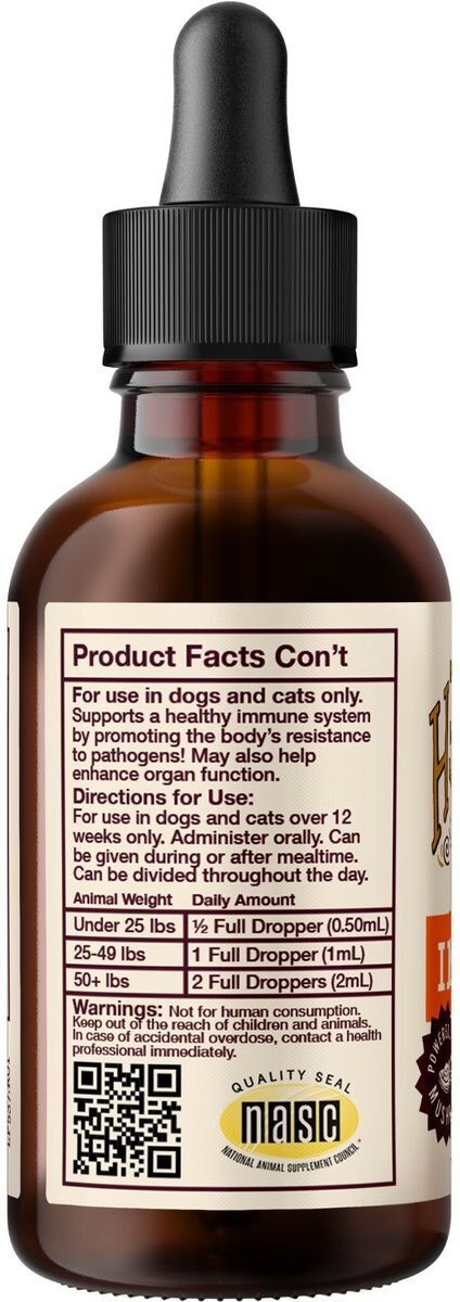 Hemp Well Immune Liquid Supplement for Dogs and Cat， 2-oz bottle