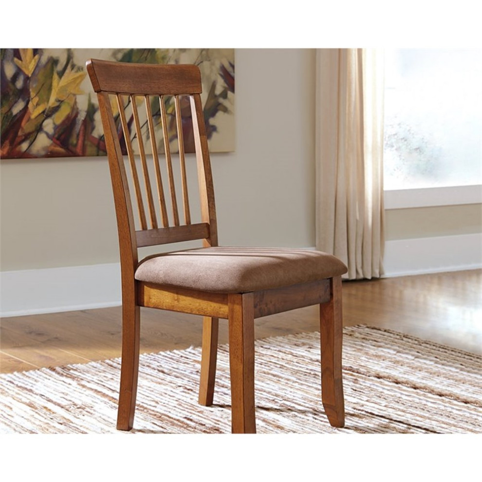 Ashley Berringer Microfiber Upholstered Dining Side Chair in Rustic Brown   Transitional   Dining Chairs   by Homesquare  Houzz