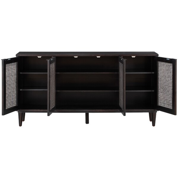 Nestfair Large Storage Space Sideboard Console Table with Artificial Rattan Door