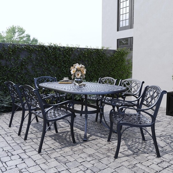 Sanibel Black Aluminum 7 Piece Outdoor Dining Set