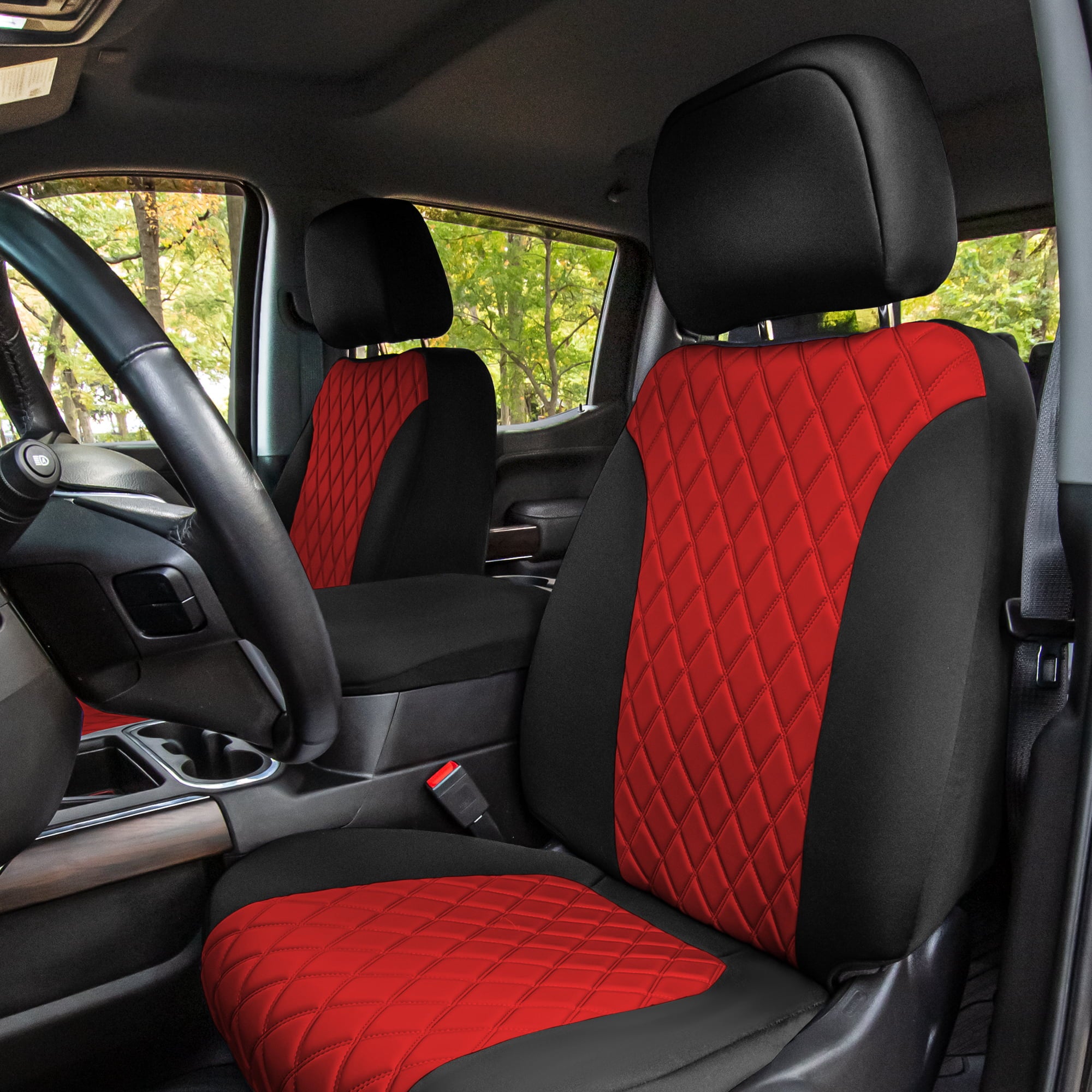 FH Group AFCM5008REDFULL Red Neoprene Custom Car Seat Cover For 2018-2023 Chevrolet Silverado with Air Freshener