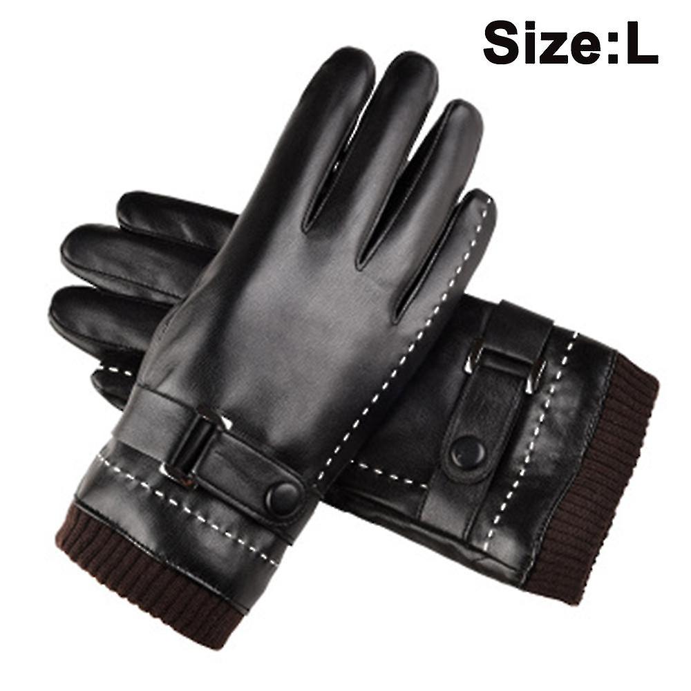 Winter Leather Gloves For Women， Wool Fleece Lined Warm Gloves